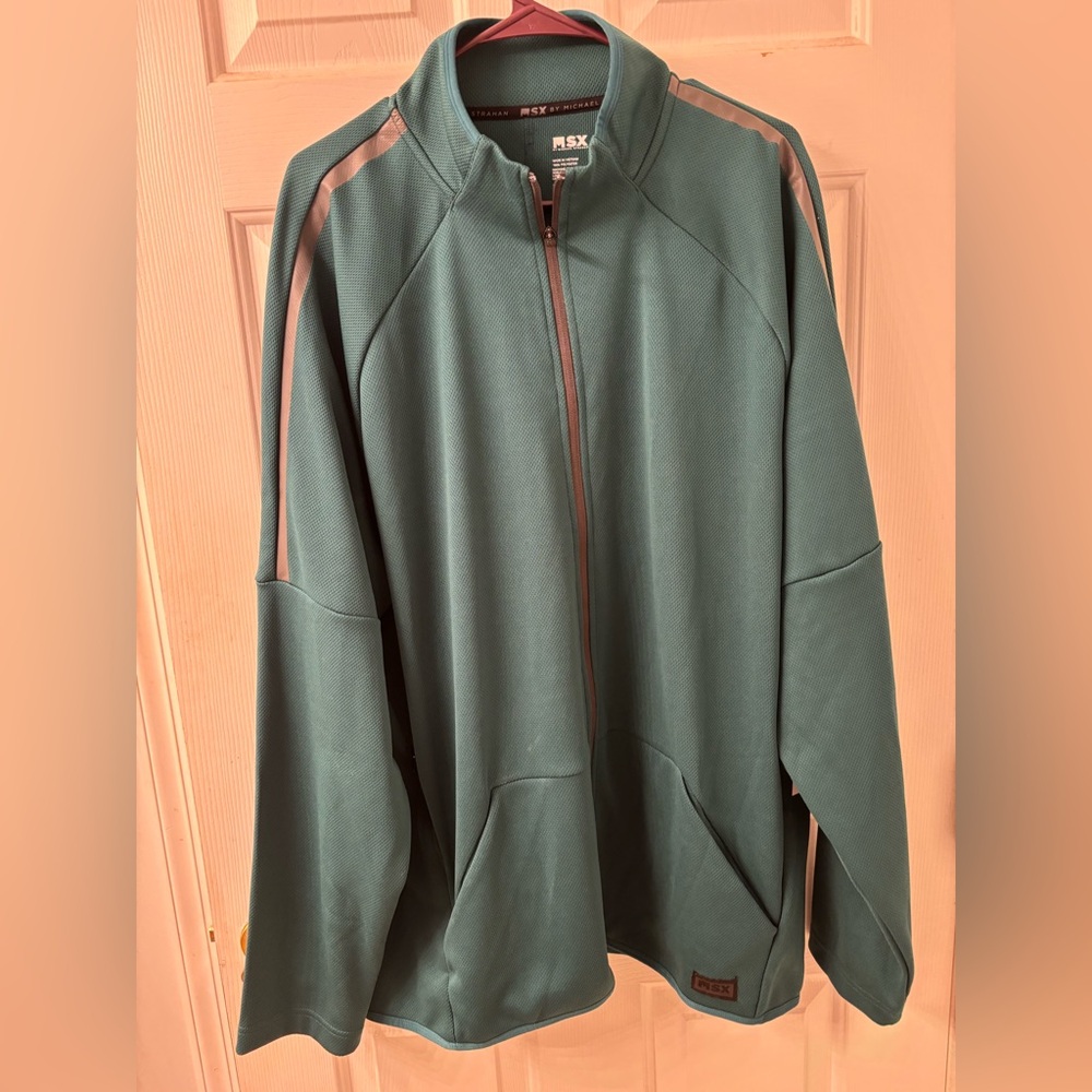 MSX BY MICHAEL STRAHAN MENS XXL TEAL 3/4 ZIP PULL OVER TOP SHIRT NWT